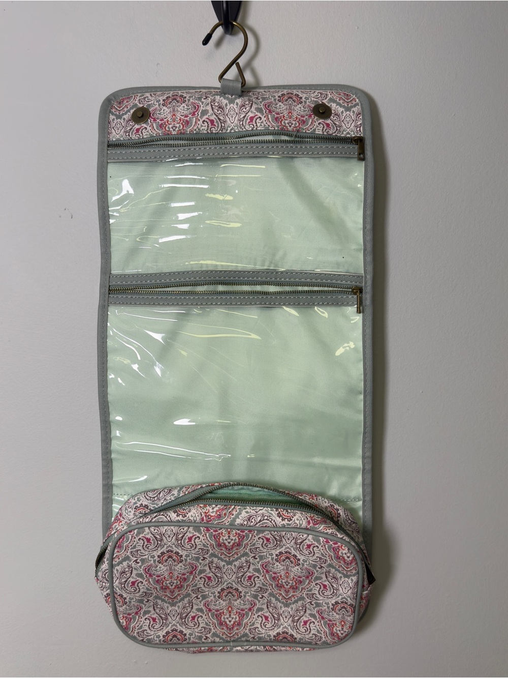 Hanging Cosmetic Toiletry Bag in Pink Paisley